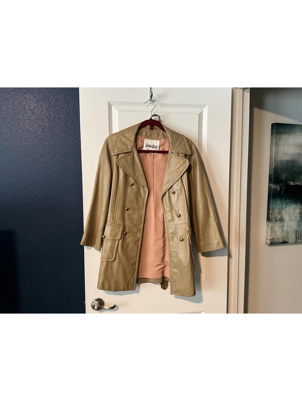 RARE Vintage Neiman Marcus Leather Double-Breasted Women’s Trench XS/S - Picture 7 of 7